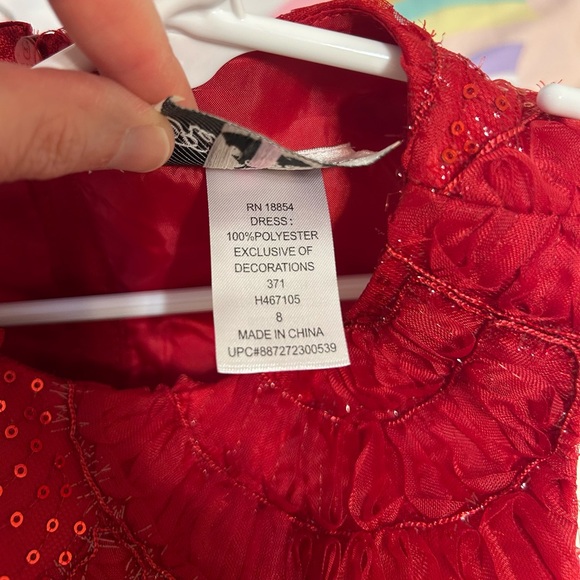 NWT Rare Editions Girl’s Red Sleeveless Lace Holiday Christmas Dress Bow Size 8 - Picture 8 of 8